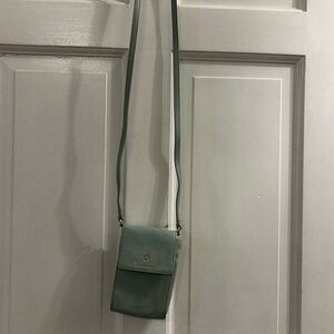 kate spade Sage Green Pebbled Leather Micro Crossbody Bag